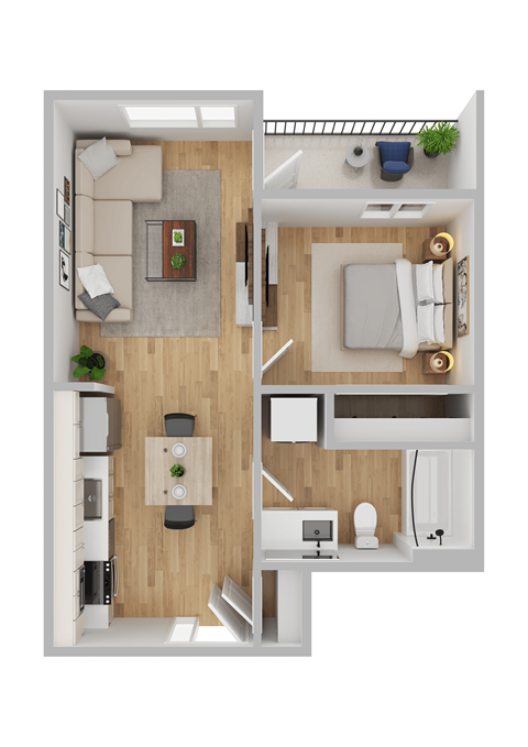 Arts Plaza Apartments in Gresham, Oregon One Bedroom Floor Plan